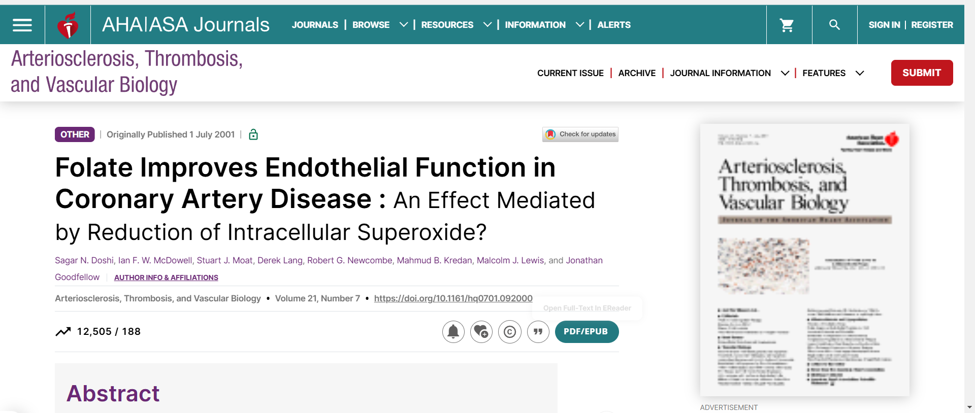 Cén Féidir ar Féidir le Folate Roinnt Dul Díreach chuig na Soithí Fola? Conair Endothelial a bhfuil Breathnú air agus a Oibríonn go Neamhspleách
